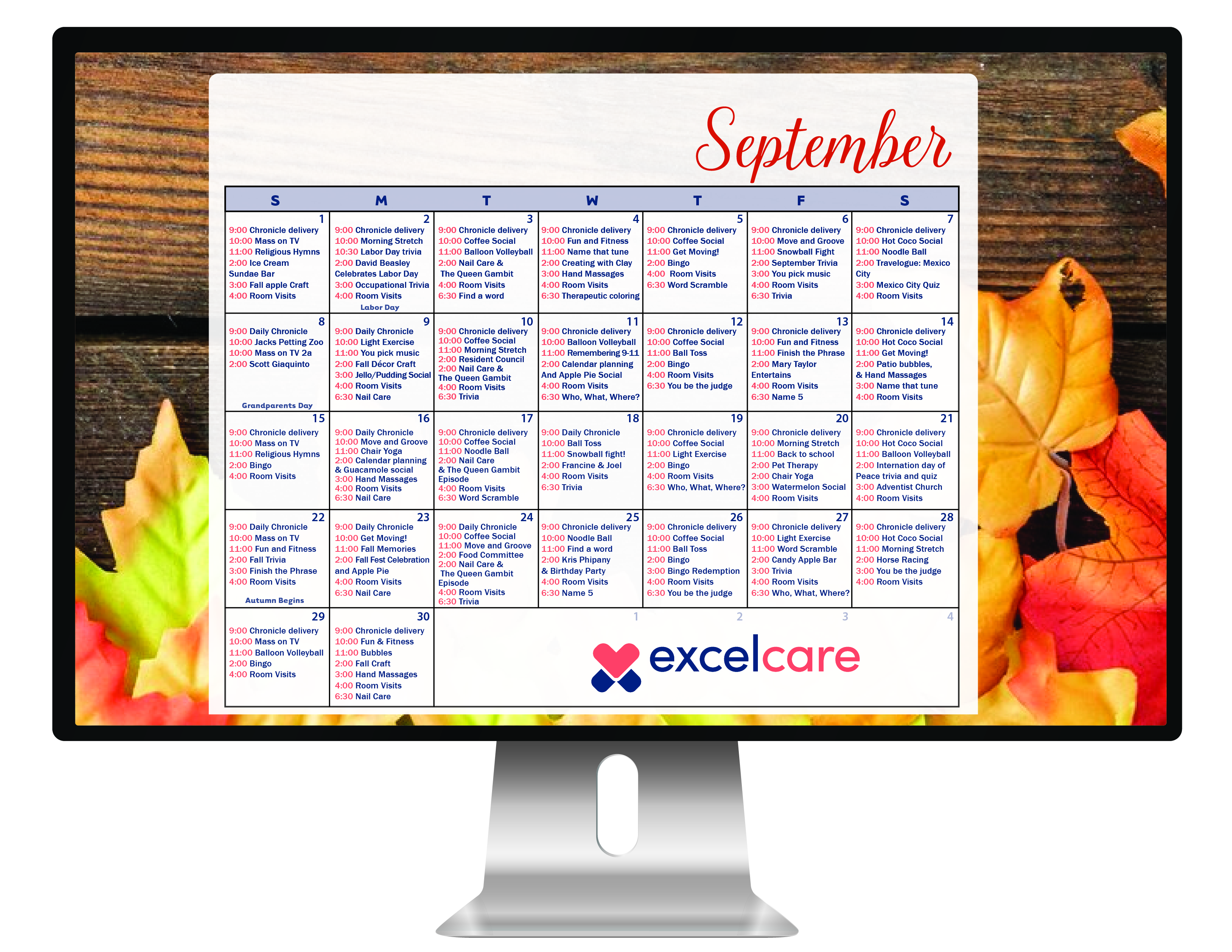 Excelcare Dover Calendar